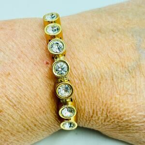 Juicy Couture Rhinestone Bracelet Gold Tone Feminine Elegant Quiet Luxury